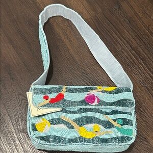 TJ Maxx Beaded Swimmer Design Shoulder Bag